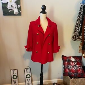 Patty Kim New York Woman’s 3/4 Sleeve Red Jacket In Sz XS in gently used Cond